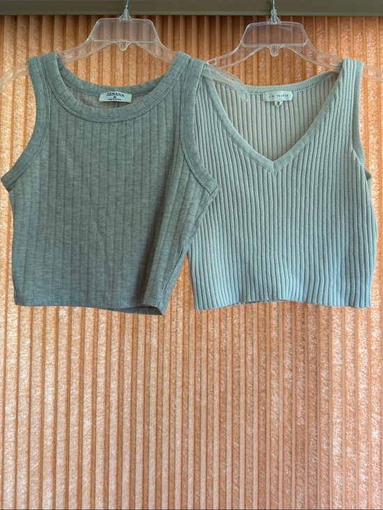 Zenana Outfitters Tops - Zenana Ribbed Crop Tank Top and LA Hearts Knit Tank Top
